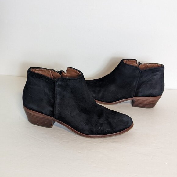 Sam Edelman Western Petty Suede Boot Black Leather Boho Stagecoach 7.5 - Picture 10 of 11